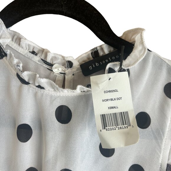 NWT GIBSONLOOK Ivory with Black Dots Dress Beautiful Extra Small XS - Picture 5 of 9